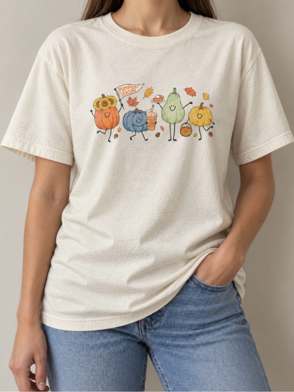 Pumpkin Season Coffee Sunflower Cozy Fall Aesthetic Statement Womens Graphic Tee